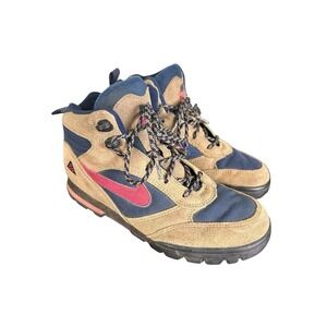 Vintage 1994 Nike ACG Mada Boots 8.5 Brown Navy Blue Suede Hiking Wear 90's Retr